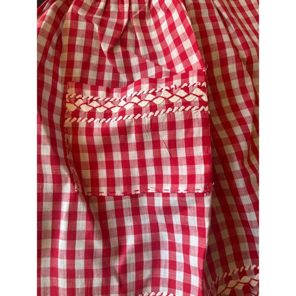 Red Gingham Check Rick Rack Detail Apron Handmade - Picture 3 of 3